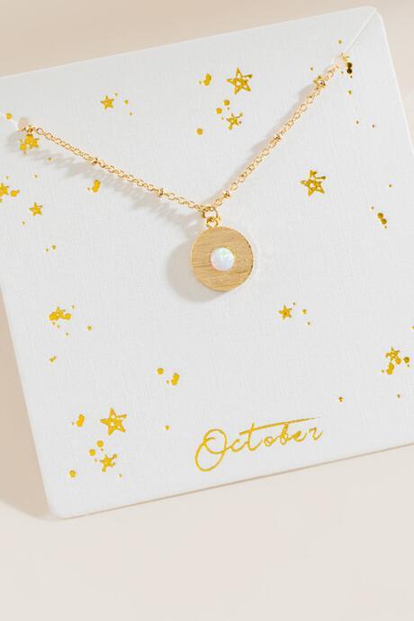 Francesca's October Opal Birthstone Pendant Necklace - Iridescent