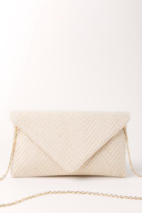 Francesca's Mandy Woven Envelope Clutch - Ivory