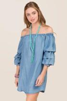 Blue Rain Keely Lantern Sleeve Shift Dress - Chambray