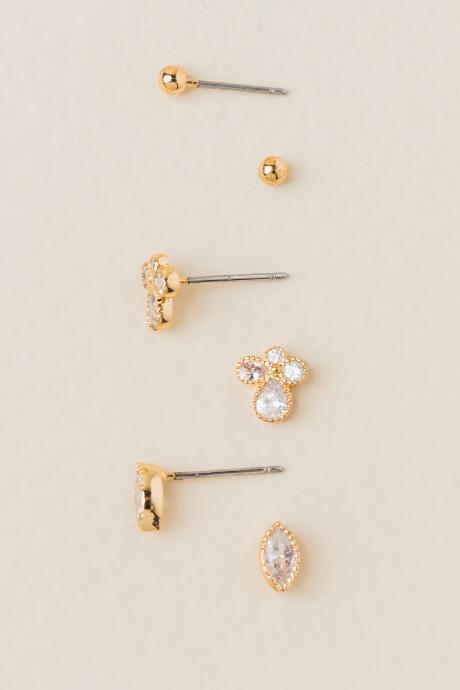 Francesca's Torin Crystal Stud Earring Set - Crystal