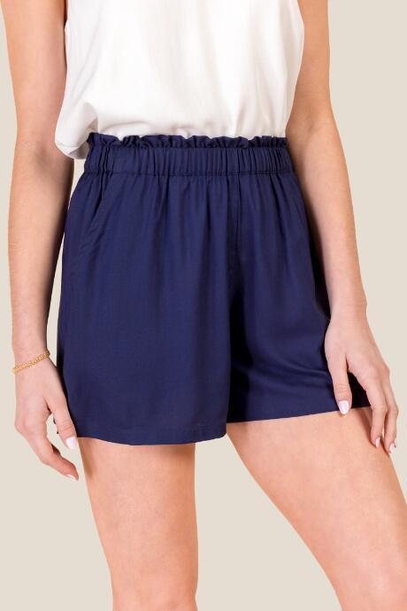 Francesca's Polly Smocked Waist Shorts - Navy