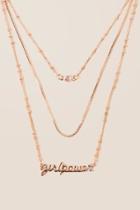 Francesca's Girl Power Layered Necklace In Rose Gold - Rose/gold
