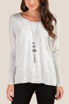 Francesca's Kayla Side Slit Sweater - Ivory