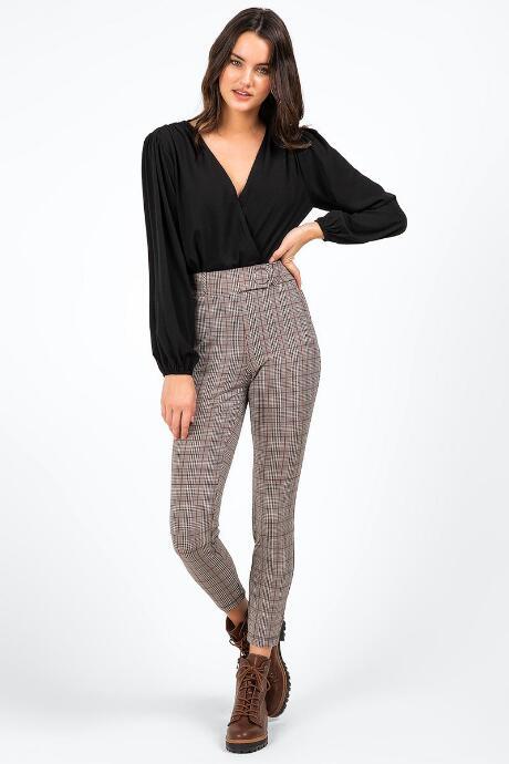 Francesca's Jolie Plaid Trouser Pants - Black