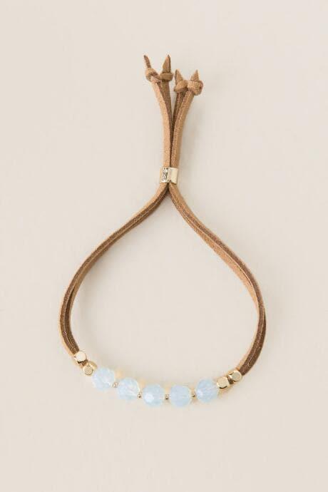 Francesca's Harper Suede Bead Pull Tie Bracelet - Iridescent