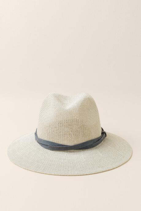 Francesca's Poppy Structured Knit Panama - Blue