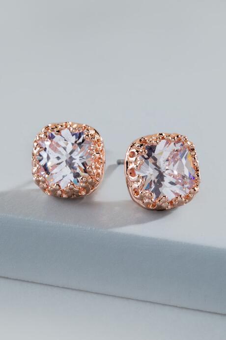 Francesca's Brinkley Crown Cast Stud Earrings - Crystal