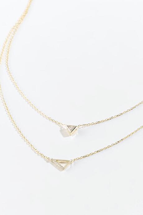 Francesca's Madison Cz Triangle Layered Necklace - Gold