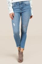 Francesca's Harper Destructed Step Release Jeans - Lite