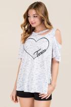 Alya Texas Space Dye Cut Out Graphic Tee - Heather Gray