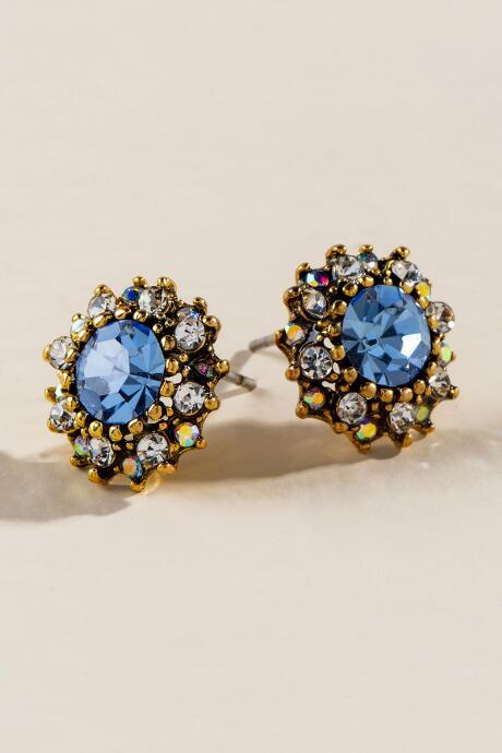 Francesca's Miranda Blue Cubic Zirconia Stud Earrings - Blue
