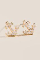 Francesca's Ahoy Crystal Anchor Studs - Crystal