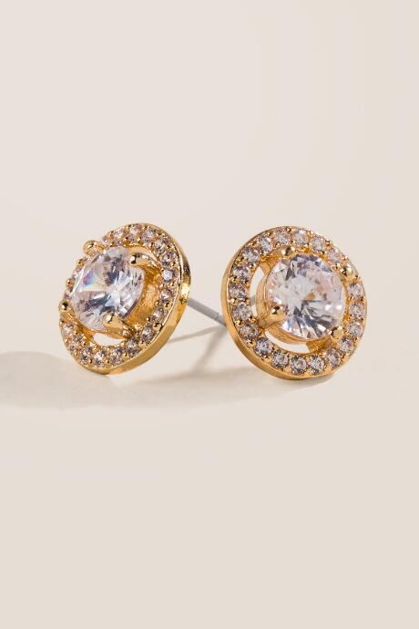 Francesca's Adriana Halo Stud Earrings - Crystal