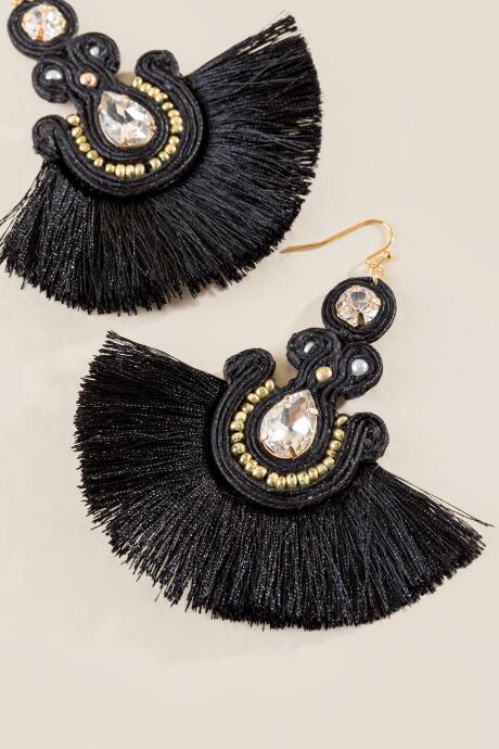Francesca's Kaylee Tassel Earrings - Black