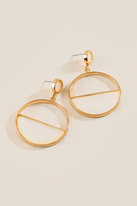 Francesca's Leann Druzy Circle Earrings - Ivory