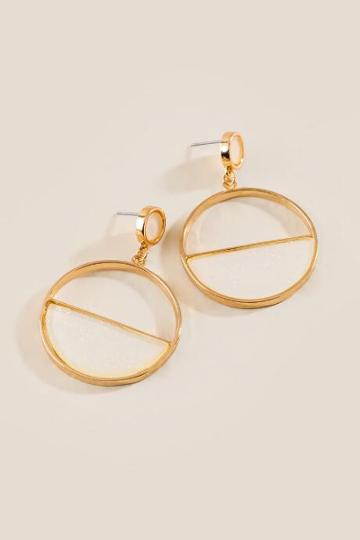 Francesca's Leann Druzy Circle Earrings - Ivory