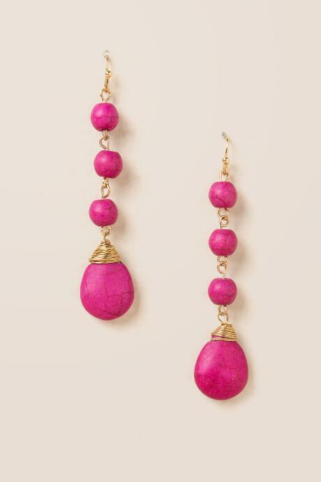 Francesca's Kipling Stone Linear Drop Earring - Neon Pink