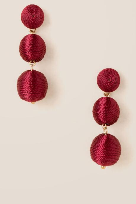 Francesca's Tegan Bauble Ball Drop Earring In Burgundy - Burgundy