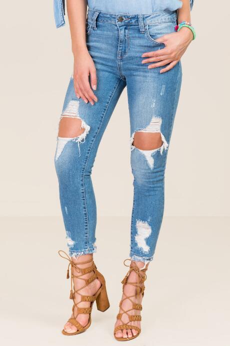 Francesca Inchess Gloria Mid Rise Chewy Hem Jeans - Medium Wash