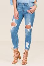 Francesca Inchess Gloria Mid Rise Chewy Hem Jeans - Medium Wash
