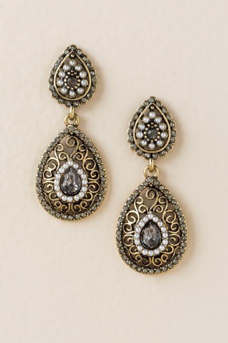 Francesca Inchess Elaina Filigree Teardrop Earring - Black