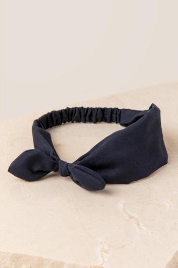 Francescas Avaline Suede Bow Headband - Navy