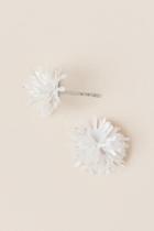 Francesca's Mary Fabric Flower Stud Earring - White
