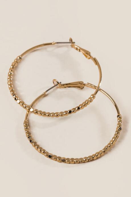 Francesca's Nia Large Beaded Hoops - Gold