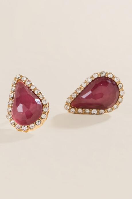 Francesca Inchess Liliana Teadrop Halo Studs In Berry - Burgundy