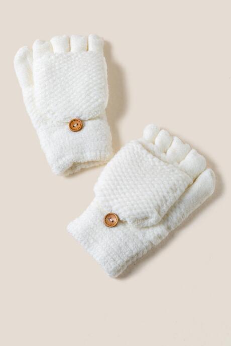 Francesca's Katie Fliptop Gloves In Ivory - Ivory