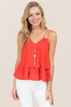 Blue Rain Carole Layered Bamboo Crepe Tank - Red