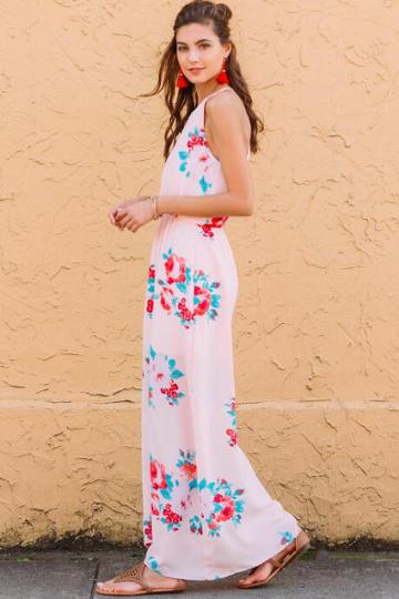 Francesca Inchess Ella Rose Bloom Floral Maxi Dress - Blush