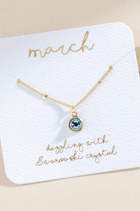 Francesca's March Swarovski Round Birthstone Pendant - Light Blue