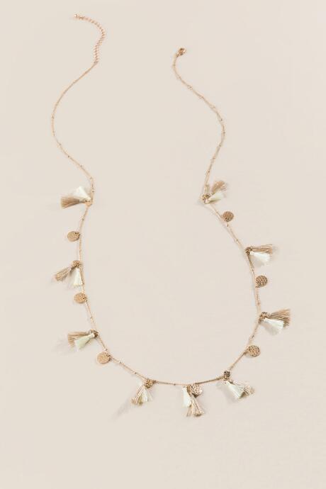 Francesca's Loretta Long Tassel Station Necklace - Ivory