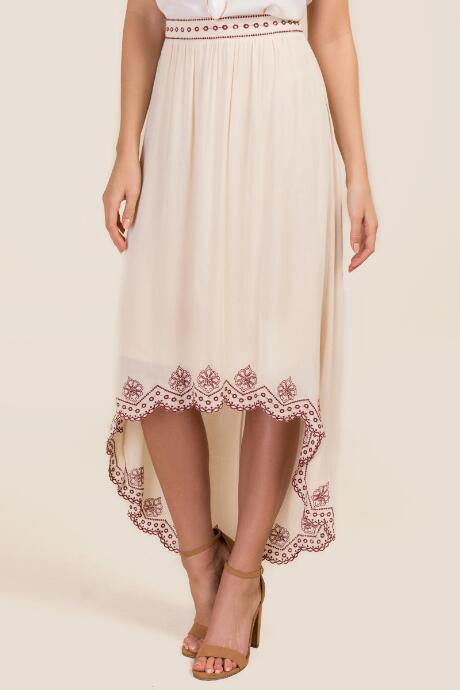 Miami Tess Scalloped Hem Hi-lo Maxi Skirt - Taupe