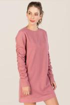 Francesca's Delilah Rouched Sleeve Sweatshirt Dress - Mauve