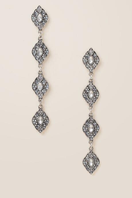 Francesca's Malrie Linear Drop Earring - Silver
