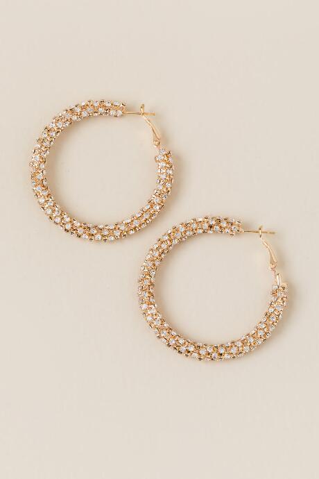 Francesca's Melanie Crystal Hoop Earrings - Crystal