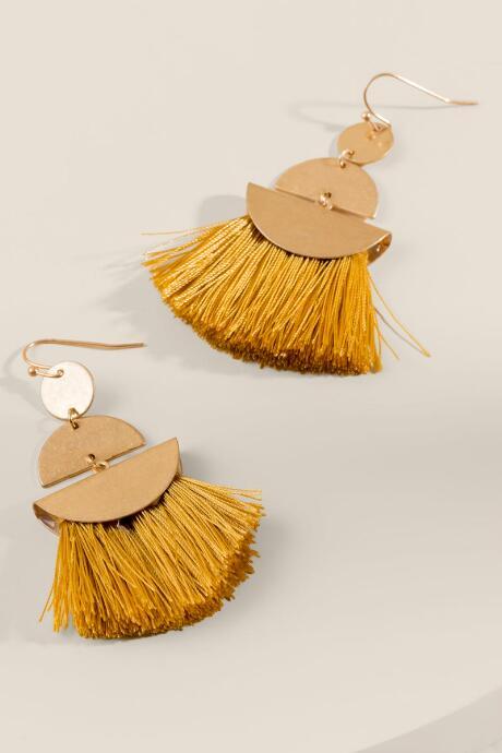 Francesca's Abigail Tassel Earrings In Mustard - Mustard