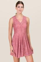 Francesca's Diana Corded Lace A-line Dress - Rose