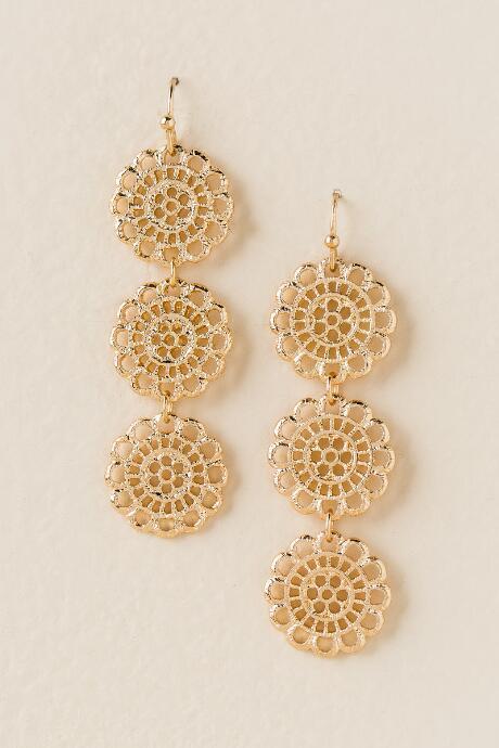 Francesca's Misty Triple Flower Drop Earring - Gold
