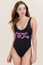 Francesca's Mermaid Off Duty One Piece Swimsuit - Black