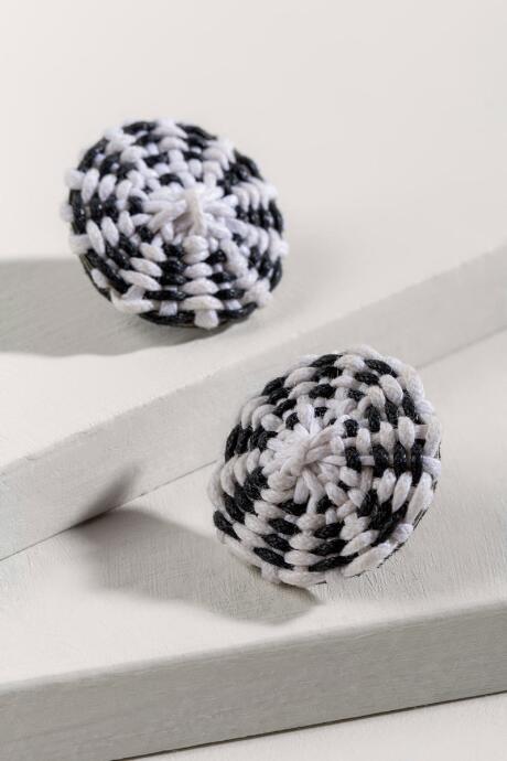 Francesca Inchess Wendy Woven Ratan Stud Earrings - Black/white