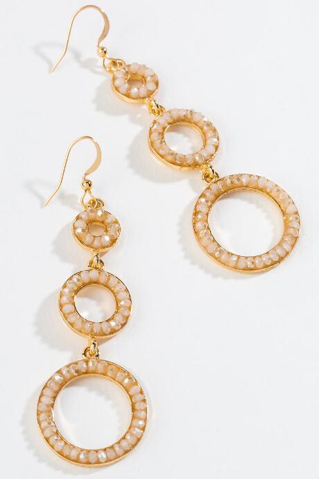 Francesca's Luna Pav Circle Drop Earrings In Natural - Ivory