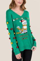 Francescas Don't Get Your Tinsel In A Tangle Tacky Sweater - Green