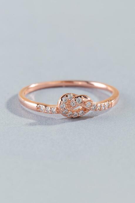 Francesca's Vera Cubic Zirconia Knot Ring - Rose/gold