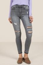 Francesca's Kingston High Rise Knee Slit Jeans - Gray