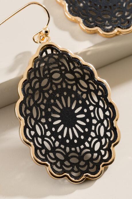 Francesca's Racquel Filigree Earrings - Black