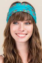 Francesca's Half Boho Bandeau By Natural Life In Aqua Blossoms - Turquoise