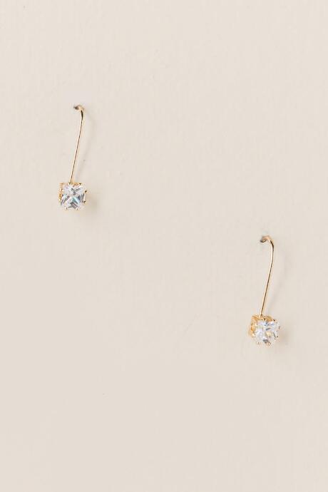Francesca's Lizbeth Cubic Zirconia Hook Drop Earring - Crystal